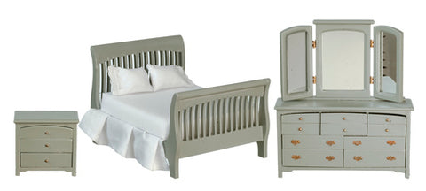 Slat Bedroom, Three Piece Set, Gray