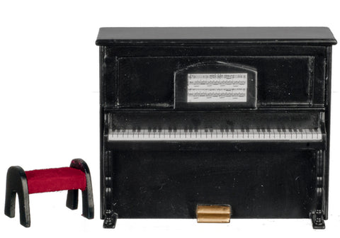 Upright Piano and Bench, Black Finish