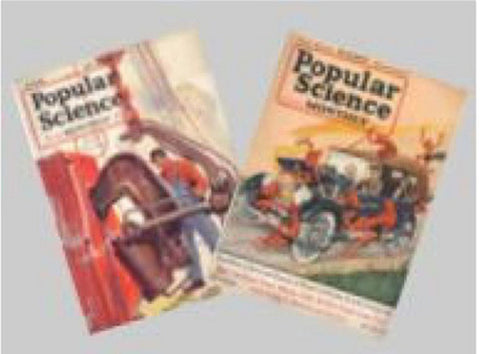1/12 scale set of two vintage 'Popular Science' magazines 