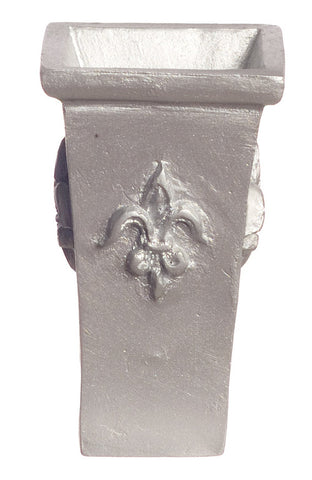 Tall Square Fleur De Lis Planter, Silver