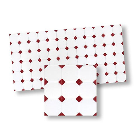 Floor Tile,  Red and White Rhombus