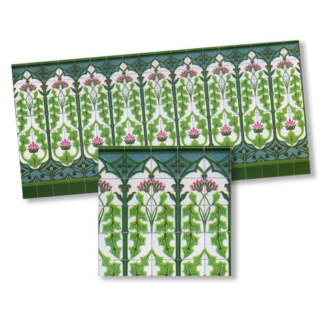 Nouveau Wall Tiles, Green and Pink