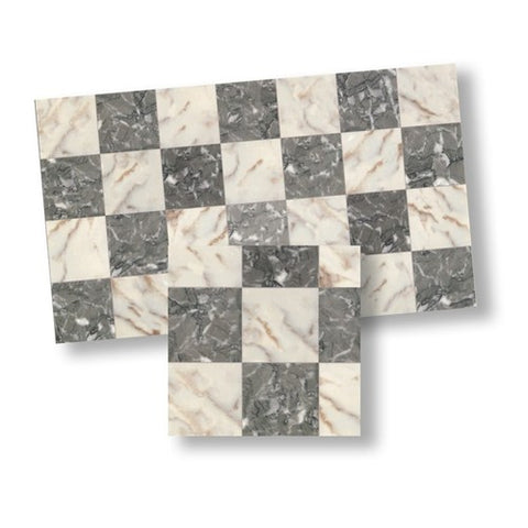 Faux Marble Tile, Gray Tone and White Check