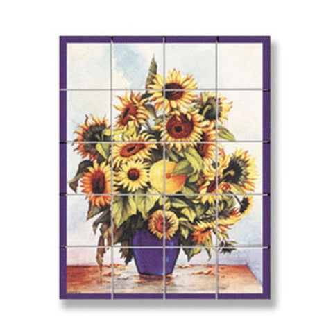 Picture Mosaic Tile Sheet, Sunflowers