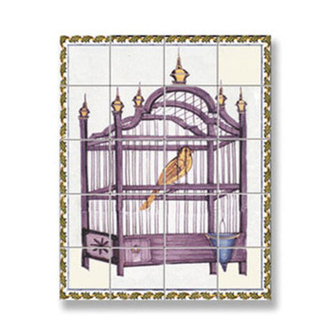 Picture Mosaic Tile, Canary in Cage