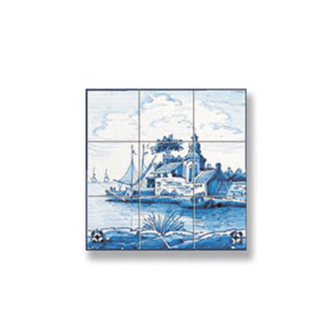 Picture Mosaic Tile, Blue Delft Scene #1