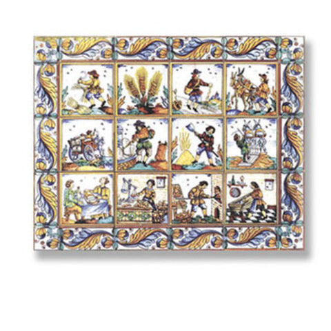 Picture Mosaic Tile, Medieval Life Scenes