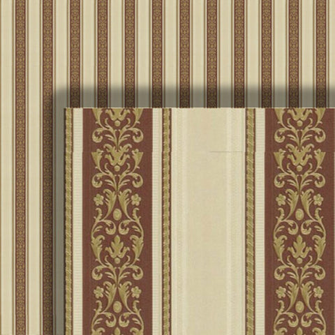 Russet, Gold, and Cream Striped Wallpaper