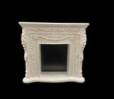Fireplace, White with Intricate Carving
