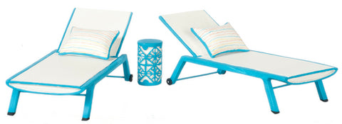 Blue Resin Chaise 5PC Set