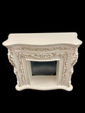 Fireplace, White and Gold Accented with Black Hearth