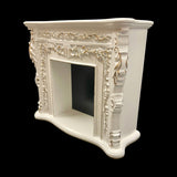 Fireplace, White and Gold Accented with Black Hearth