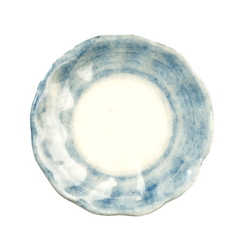 Round Ceramic Blue Fluted Plate