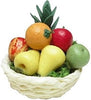Assorted Fruit in a White Woven Basket