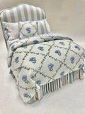 Laura Ashley Style Upholstered Bed, Blue