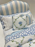 Laura Ashley Style Upholstered Bed, Blue