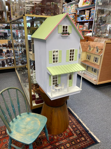 The Beechview Dollhouse, Painted Lavender and Lime