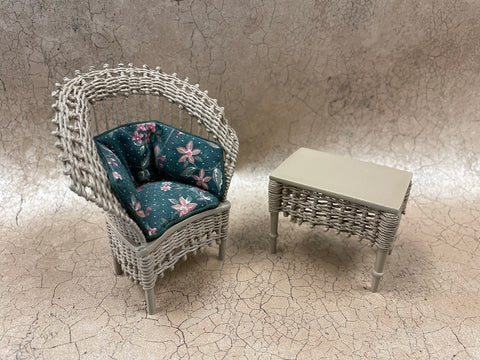 Wicker Chair and Ottoman by P. Taylor