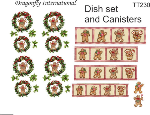 Gingerbread Canister and Dish Decal Transfer Set