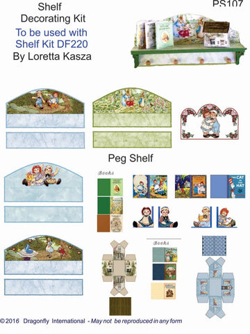Ann and Andy, Alice, and Peter Rabbit Four Peg Shelf Kit Decorator Sheet