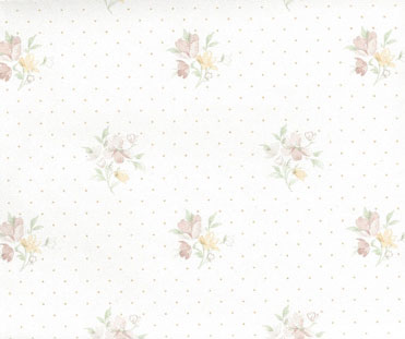 Prepasted Wallpaper, Floral Bouquet with Dots