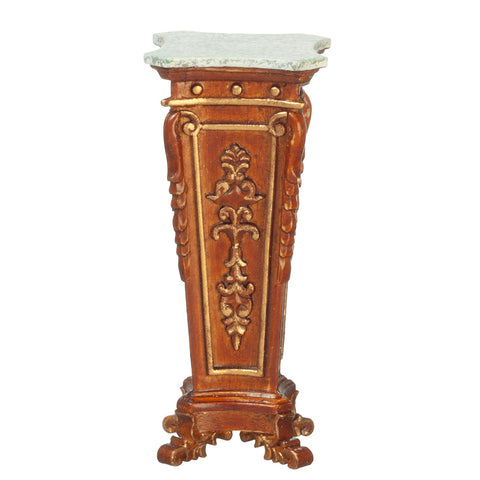 French Pedastal with Faux Marble Top, Walnut