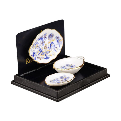 Blue Onion Oval Plates, Reutter Porcelain