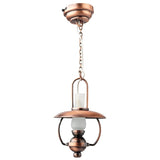 Copper Hanging Hurricane Lamp with LED Battery