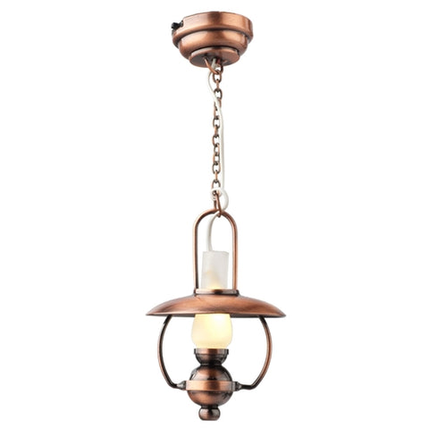 Copper Hanging Hurricane Lamp with LED Battery
