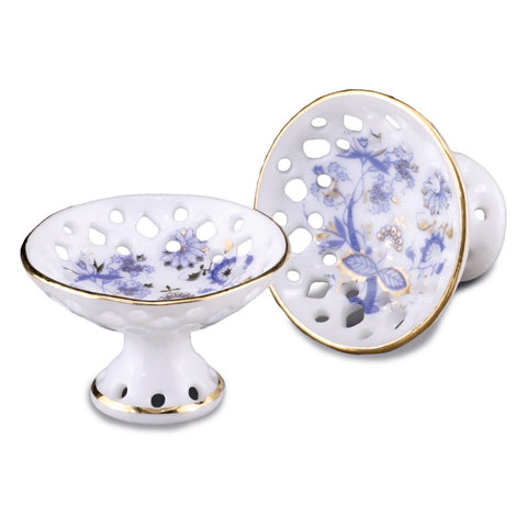 Blue Onion Footed Fruit Bowl Set