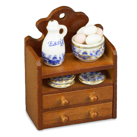 Decorated Wall Shelf with Blue and White Reutter Porcelain