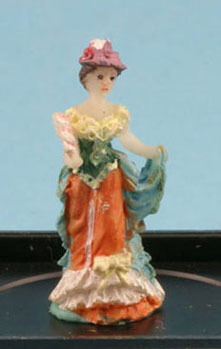 Victorian Lady Statuette in Tangerine and blue by Jeannetta Kendall
