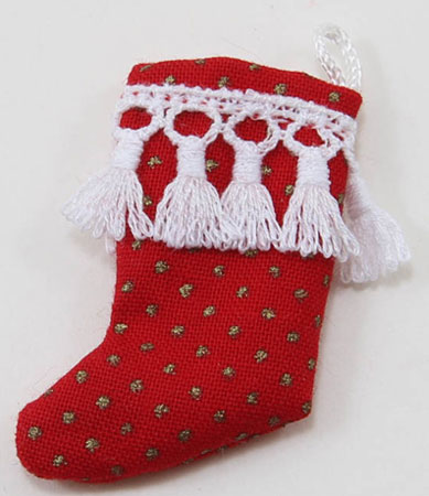 Christmas Stocking, Red with Gold Dots
