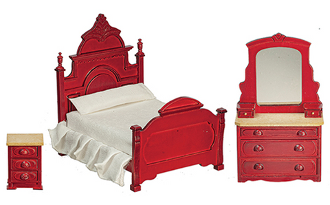 Victorian Bedroom Set, Three Piece, Mahogany Finish