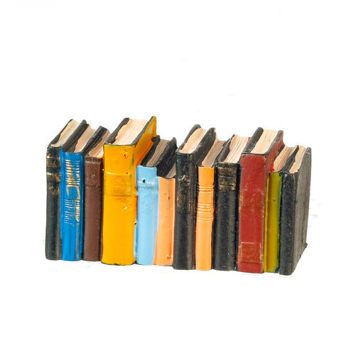 Row of worn books, resin