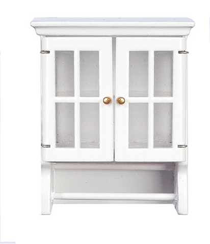White Wall Cabinet with Towel Bar