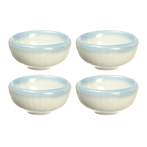 Blue and White Dinner Bowls, 4 Piece Set