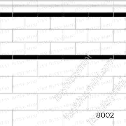 Subway Tile Paper, White and Black with Border