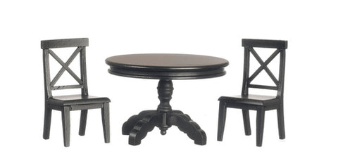 Round Table and Two Chairs, Ebony