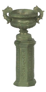 Two handle round urn with base.
