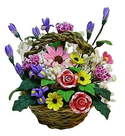 Basket of Flowers, Pastel Colors