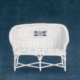 Rattan Wicker Settee, White Metal, ON BACKORDER