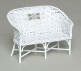 Rattan Wicker Settee, White Metal, ON BACKORDER