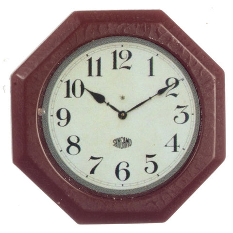 Wall Clock, Octagon, Walnut