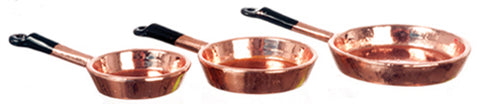 Copper Skillets, Set of Three