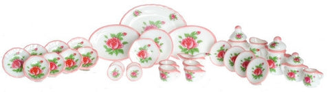 China Set, 35 Piece, Red Roses