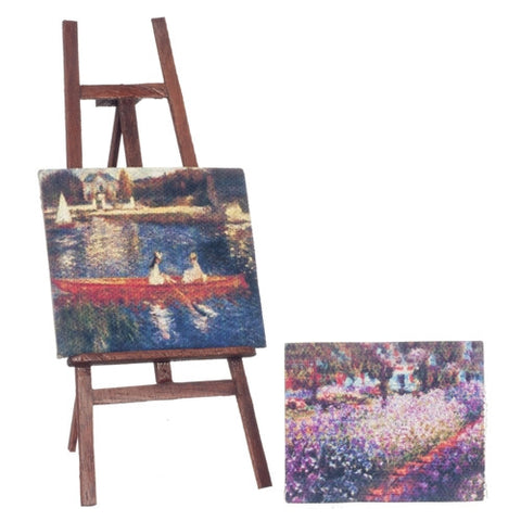 Easel with Two Canvas Paintings