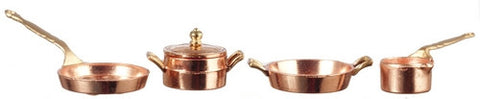 Copper Pot and Pan Set of Five