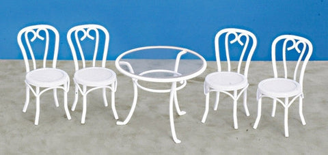 Table and Chair Set, White Metal