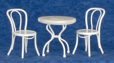 Table and Chairs, Faux White Marble